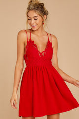 Freely Me Deep Red Lace Dress - Red Dress
