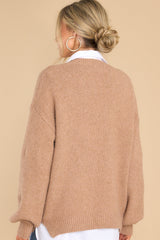 From Time To Time Camel Sweater - Red Dress