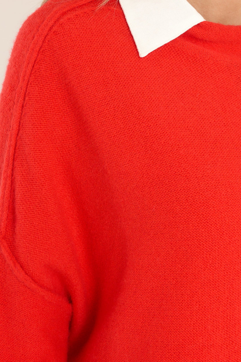 Comfortable Red Long Sleeve Sweater - All Tops | Red Dress