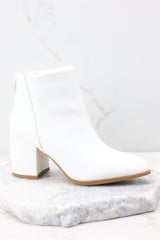 Game Plan White Ankle Boots - Red Dress