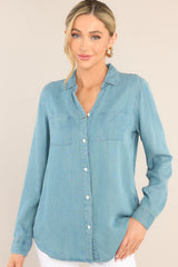 Ginger Western Wash Chambray Top - Red Dress