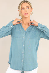 Ginger Western Wash Chambray Top - Red Dress