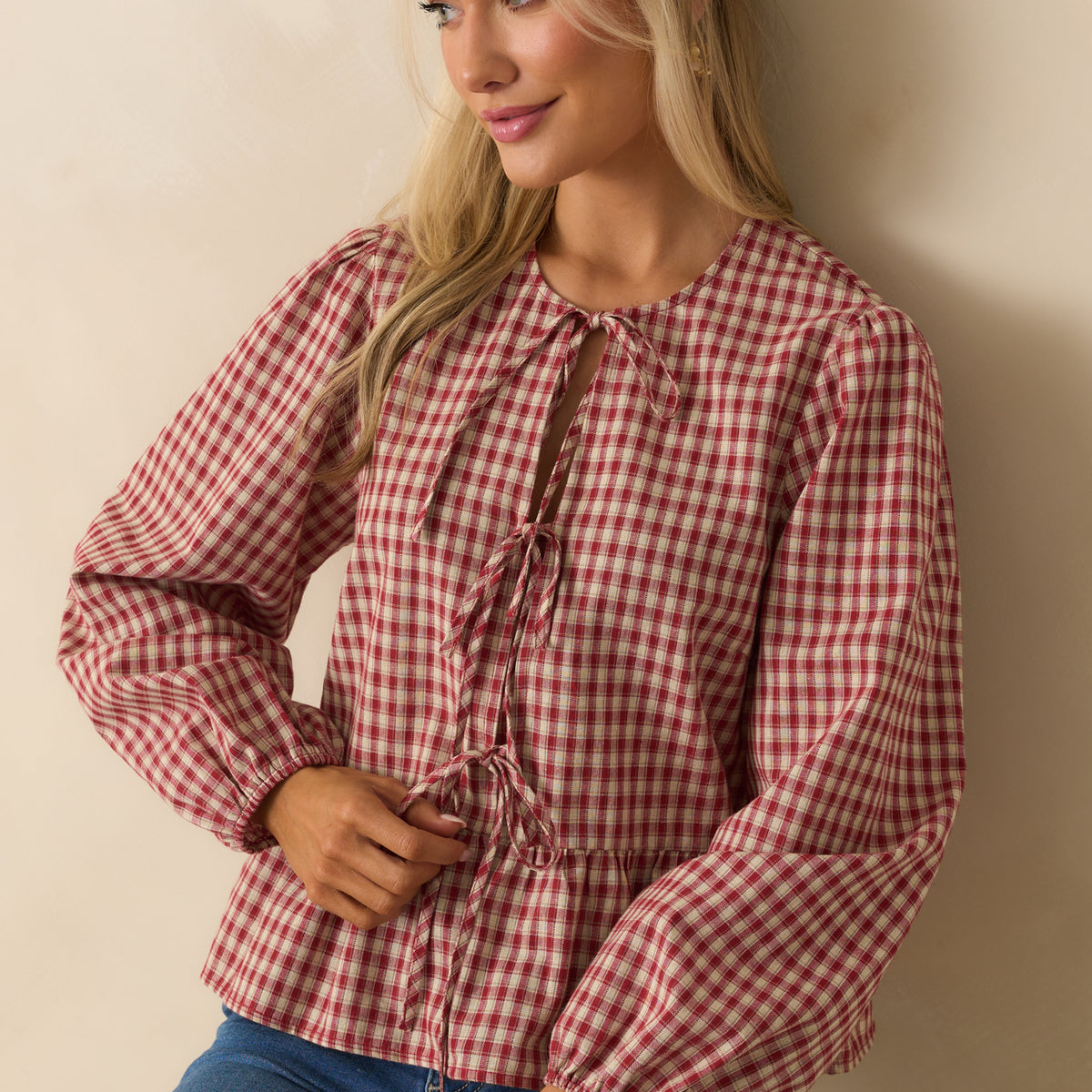 gingham-peplum-top-cropped-