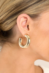 Give Me Time Gold Hoop Earrings - Red Dress