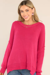 Giving Cheers Hot Pink Cotton Sweater - Red Dress