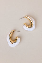 Glassy Glamour Clear White Abstract Hoop Earrings - Red Dress