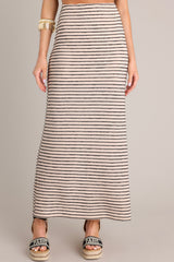 Glimpse of Life Taupe Stripe Knit Maxi Skirt - Red Dress