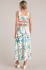 Glimpse of Summer White Tropical Print Maxi Dress - Red Dress