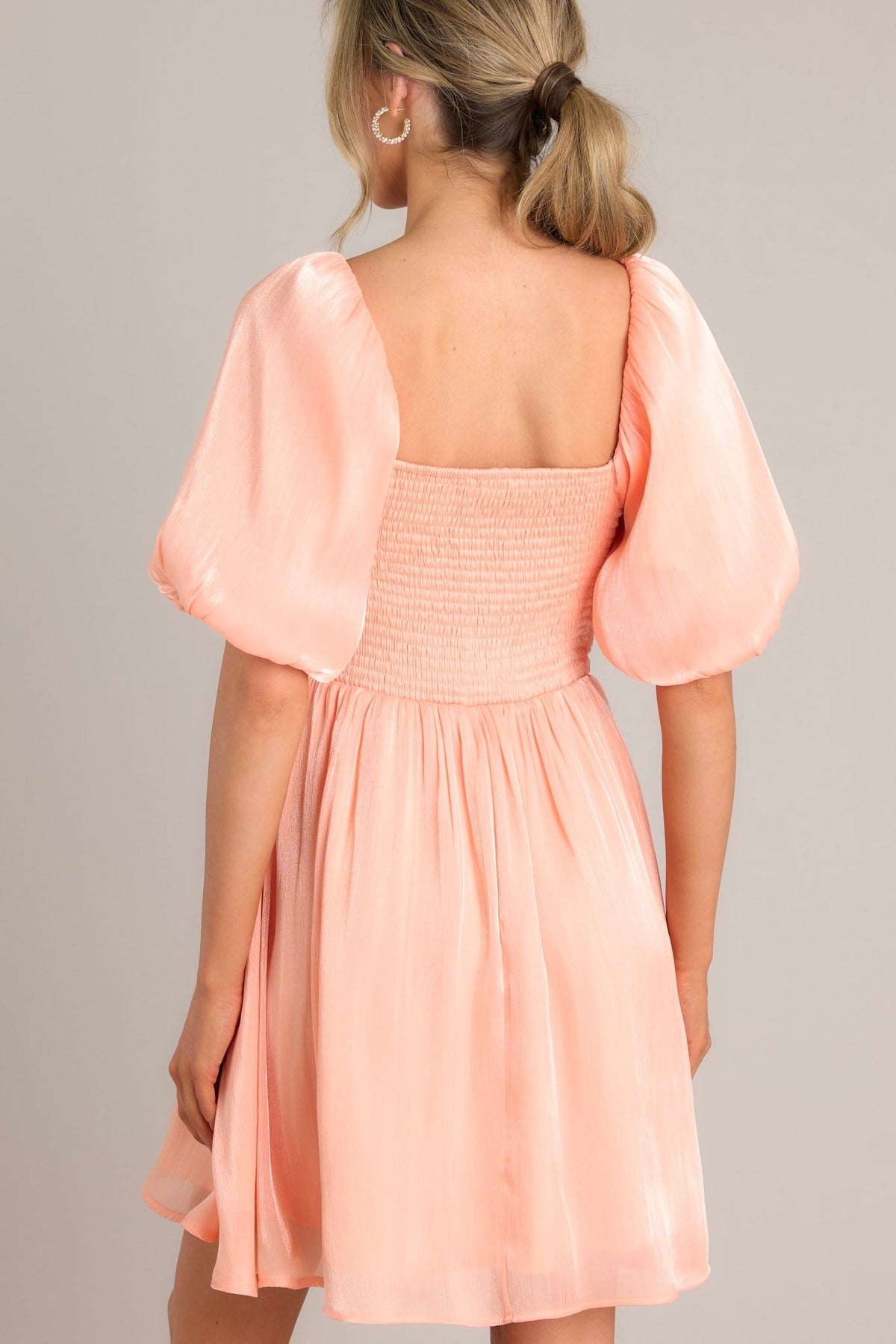 PEACH BLOSSOM WOVEN MINI DRESS