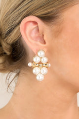 Good To Be Back Pearl Statement Earrings - Red Dress