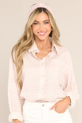 Grab The Chance Pink Gingham Button Front Top - Red Dress