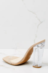 Grand Entrance Clear & Nude Heels - Red Dress