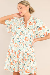 Happiness Found Orange Floral Button Front Mini Dress - Red Dress