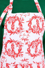Happy Holiday Host White Print Apron - Red Dress