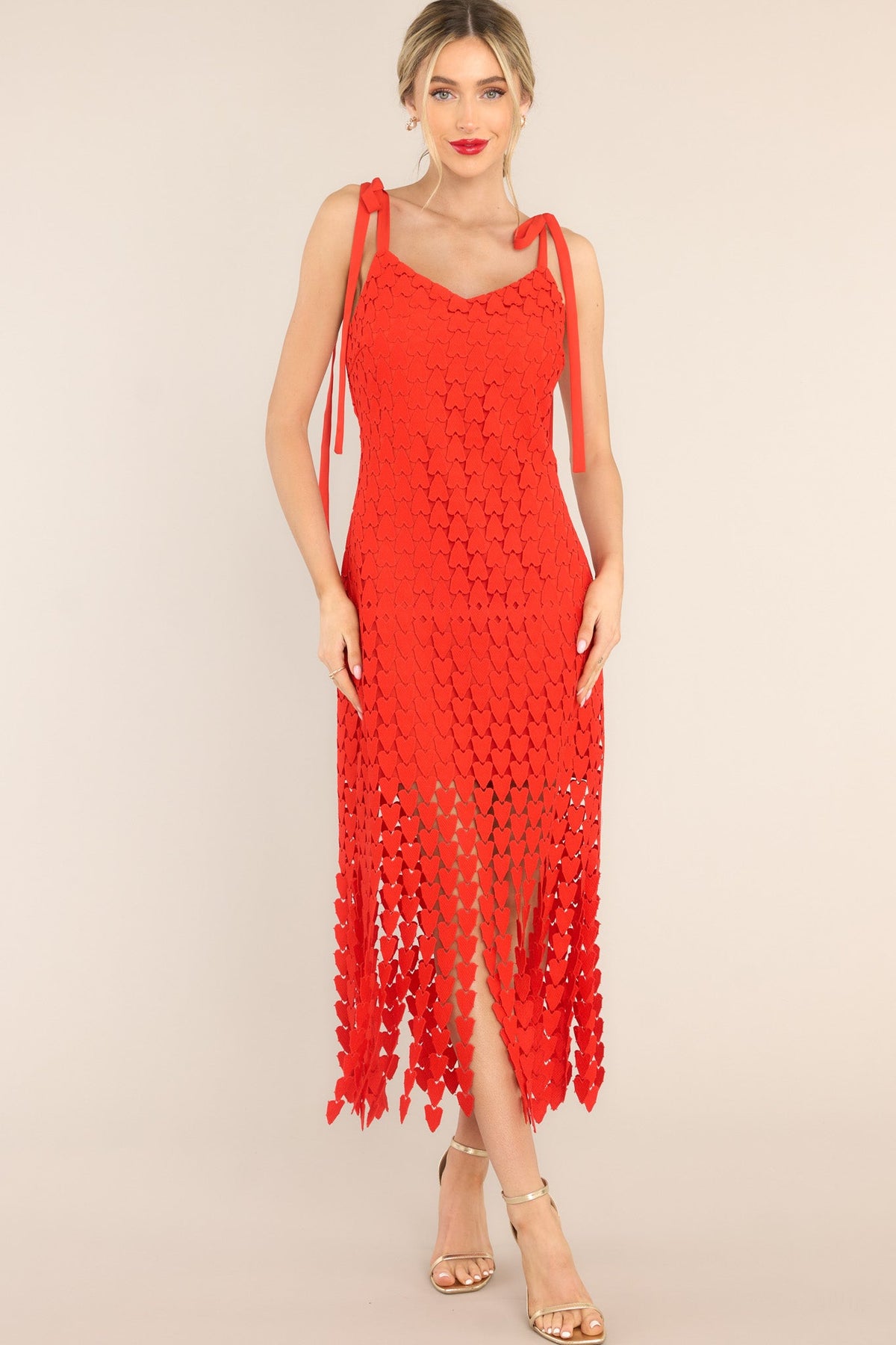 Heart Raw Silk Black Midi Dress - Maze