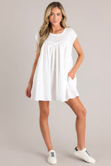Heartstrings of Happiness White Mini Dress - Red Dress