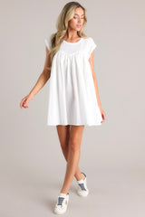 Heartstrings of Happiness White Mini Dress - Red Dress