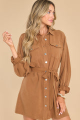 Here To Dance Camel Brown Mini Dress - Red Dress