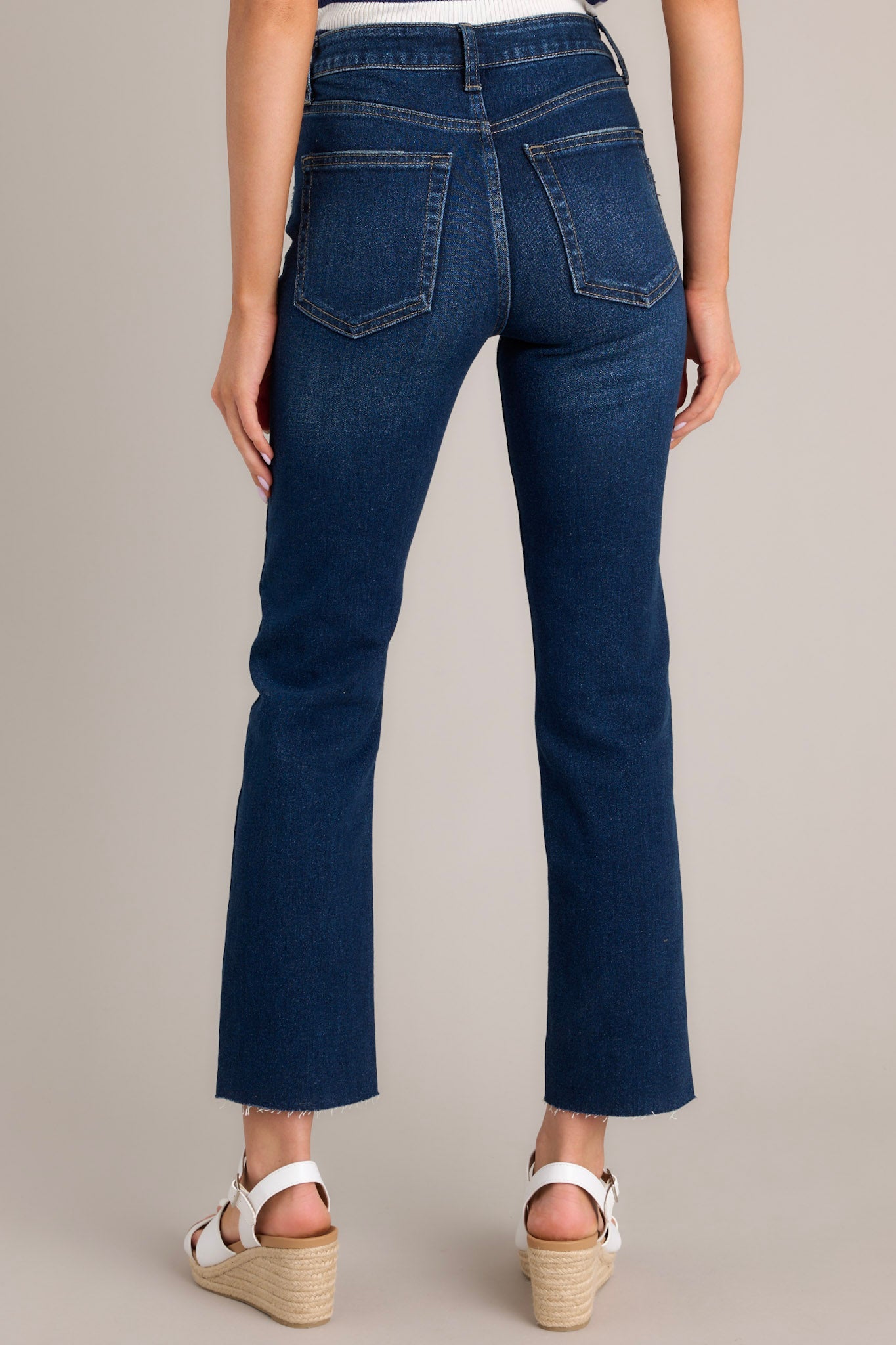 High Rise Dark Wash Straight Jeans