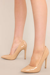Higher Heights Nude Pointed Pumps - Red Dress