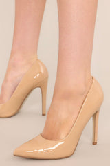 Higher Heights Nude Pointed Pumps - Red Dress