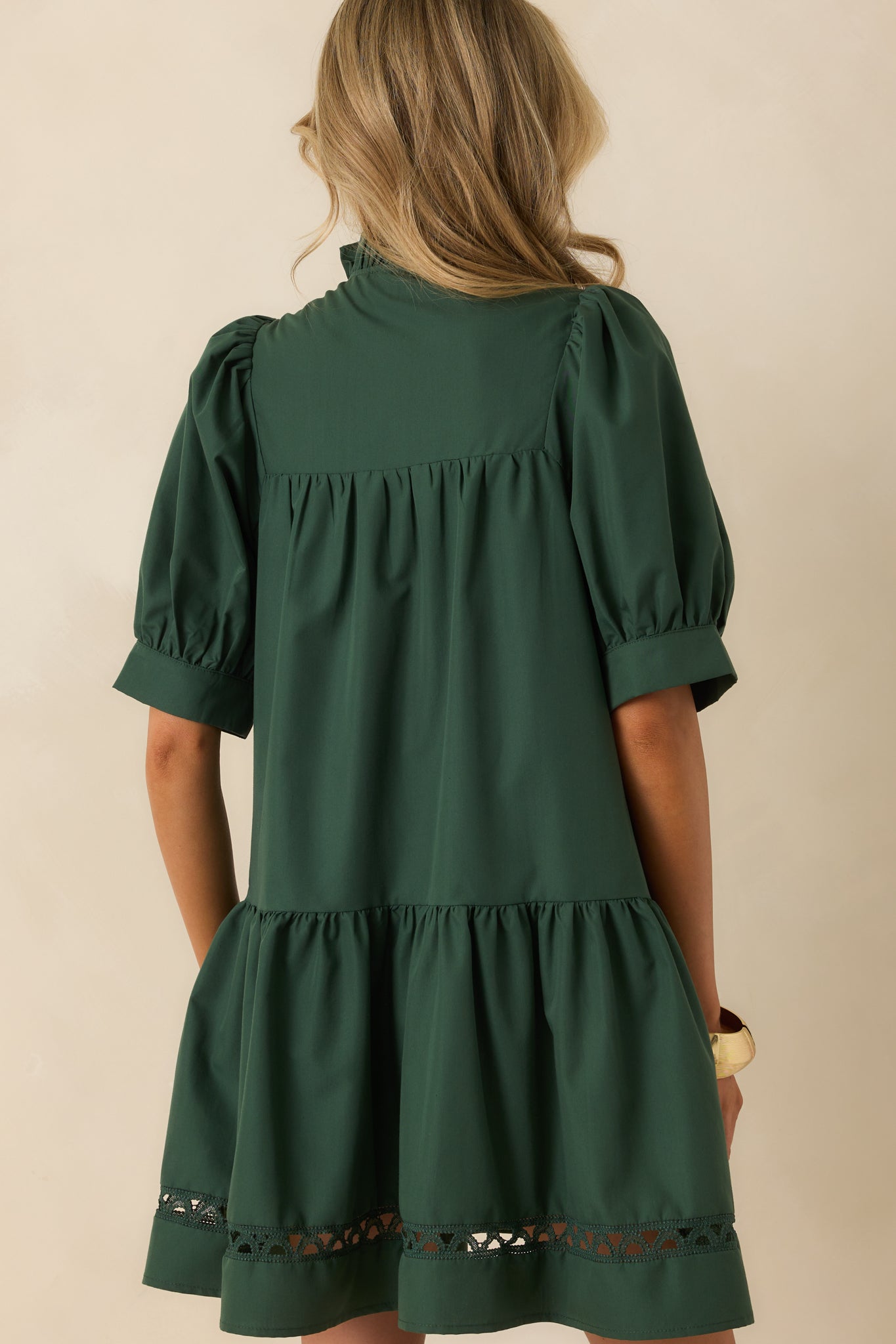 Feels Just Right Hunter Green Puff Sleeve Embroidered Eyelet Mini Dress Feels Just Right Hunter Green Puff Sleeve Embroidered Eyelet Mini Dress