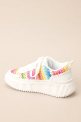 I Deserve Happiness Rainbow Knitted Platform Sneakers - Red Dress