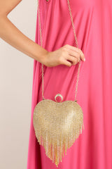 I Give You My Heart Gold Handbag - Red Dress