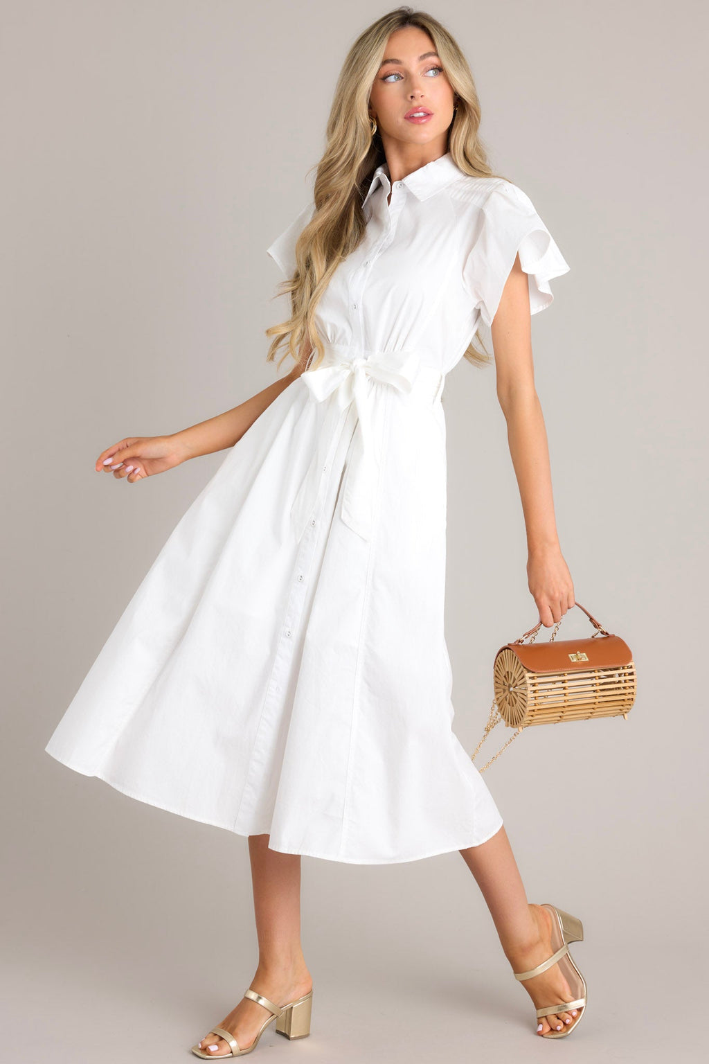 Printed Button-Up Midi Shirt Dress main image 0