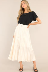 I Want Everything Ivory Pleated Maxi Skirt - Red Dress