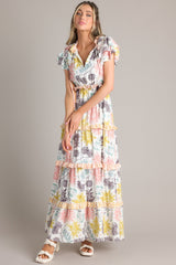 If You Dare Ivory Multi Floral Print Maxi Dress - Red Dress