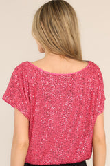 I'm Tempted Hot Pink Sequin Top - Red Dress