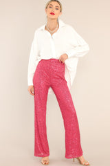 Impressively Iconic Hot Pink Sequin Pants - Red Dress