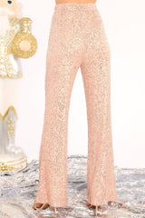 Impressively Iconic Rose Gold Sequin Pants - Red Dress