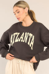 In Every City Charcoal Sweatshirt - Red Dress