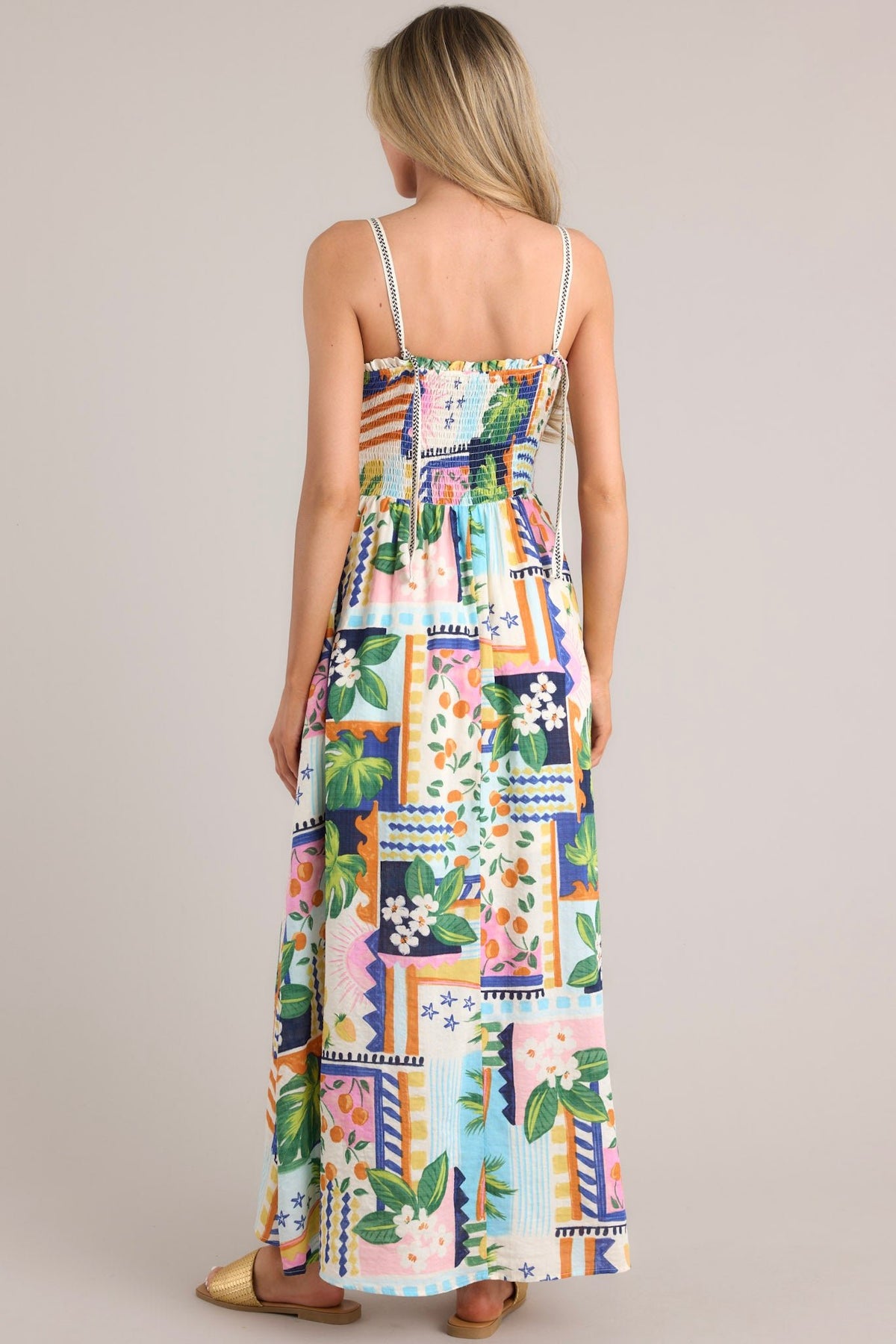 Tropical Berry Blue Flared Dress