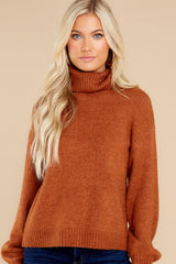 In The Woods Caramel Sweater - Red Dress