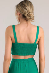 In This Moment Kelly Green Linen Blend Crop Top - Red Dress