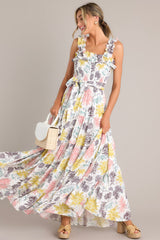 Inner Chaos Ivory Floral Print Maxi Dress - Red Dress