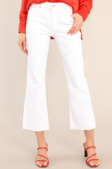 Into It White Cropped Flare Jeans - Red Dress
