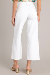 Into The Clouds White Cropped Wide Leg Jeans - Red Dress