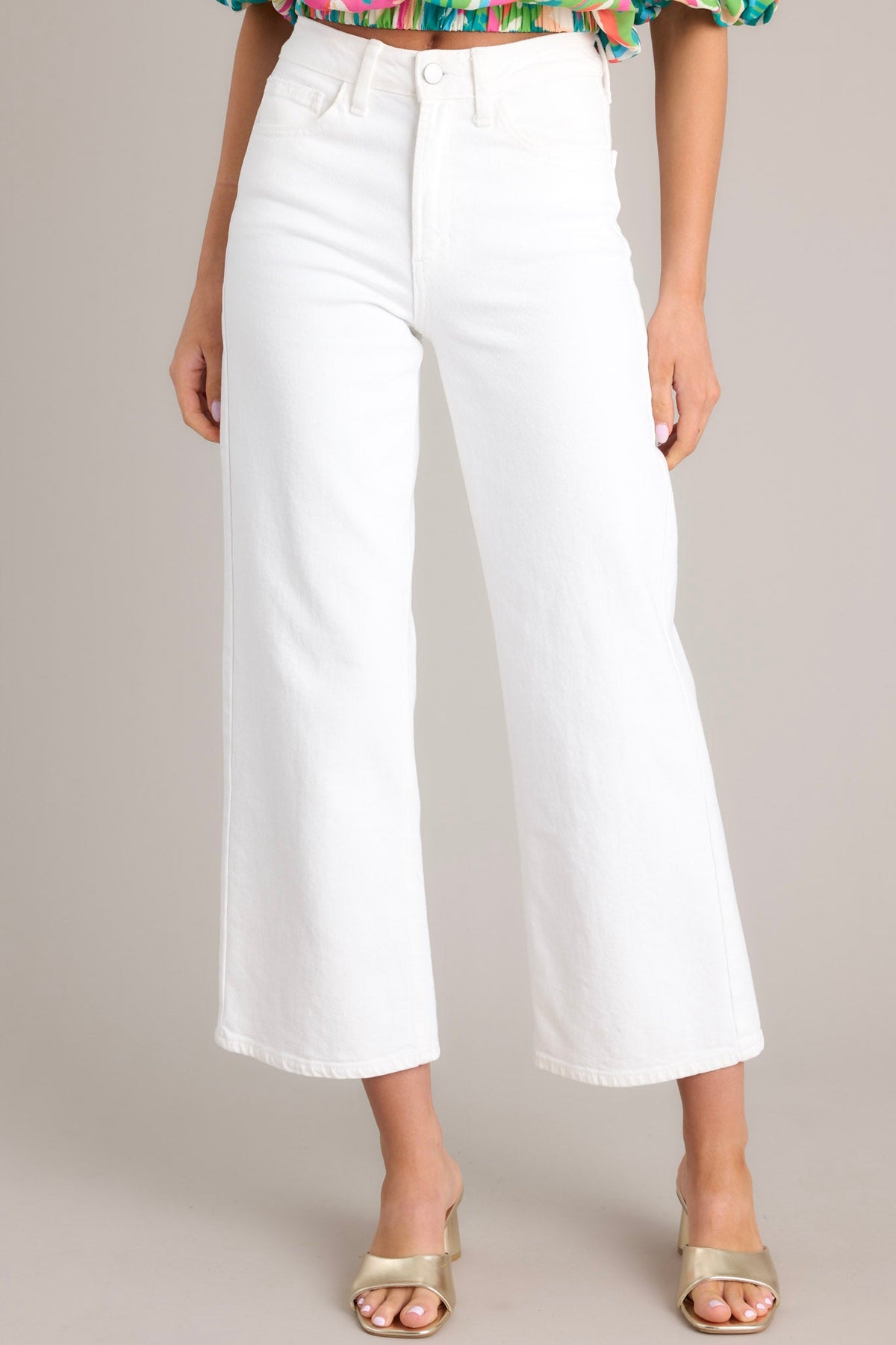 White Cuffed Cropped Wide Leg main image 0
