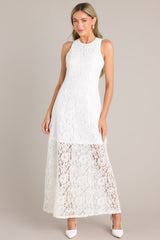 Irresistible Charm White Lace Maxi Dress - Red Dress