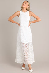 Irresistible Charm White Lace Maxi Dress - Red Dress