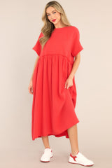 It Was Kismet Cherry Midi Dress - Red Dress