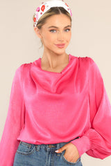 It's My Moment Peony Pink Bow Back Blouse - Red Dress