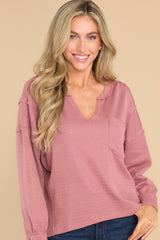 It's Your Place Rose Pink Long Sleeve Top - Red Dress