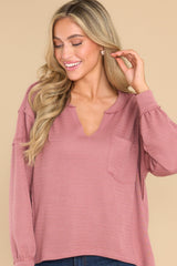 It's Your Place Rose Pink Long Sleeve Top - Red Dress