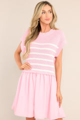 Journey Continues Pink & White Stripe Sweater Mini Dress - Red Dress