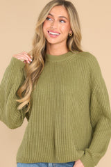 Just A Thought Light Olive Sweater - Red Dress